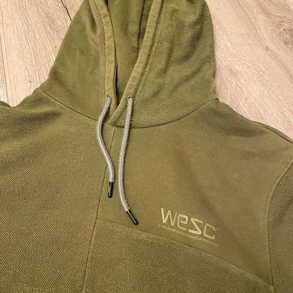 Vintage WESC heavyweight Mike patchwork French terry streetwear hoodie L - Picture 2 of 6